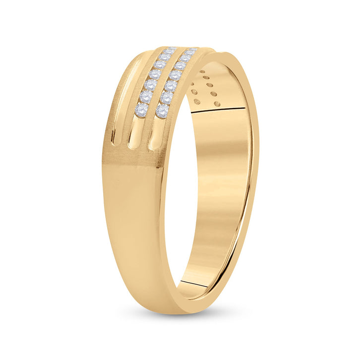 10kt Yellow Gold Mens Round Diamond 2-Row Wedding Anniversary Band Ring 1/4 Cttw 10 Daisy Joyeria