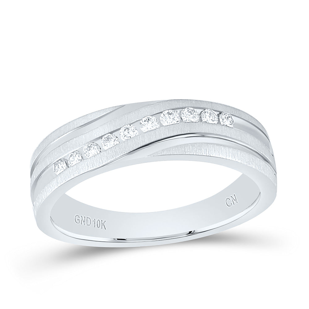 10k White Gold Mens Round Diamond Channel-set Wedding Anniversary Band 1/4 Cttw 10 Daisy Joyeria