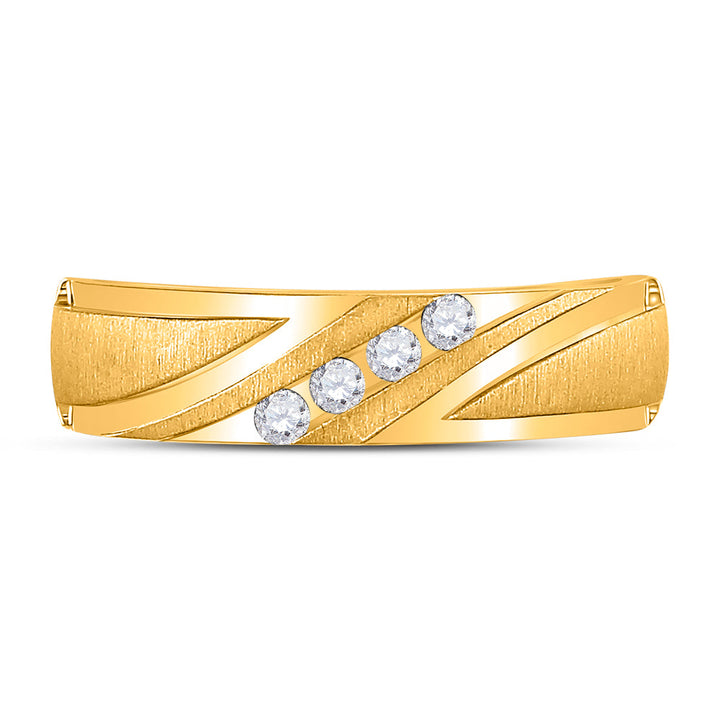 10k Yellow Gold Mens Round Diamond Channel-set Wedding Anniversary Band Ring 1/6 Cttw 10 Daisy Joyeria