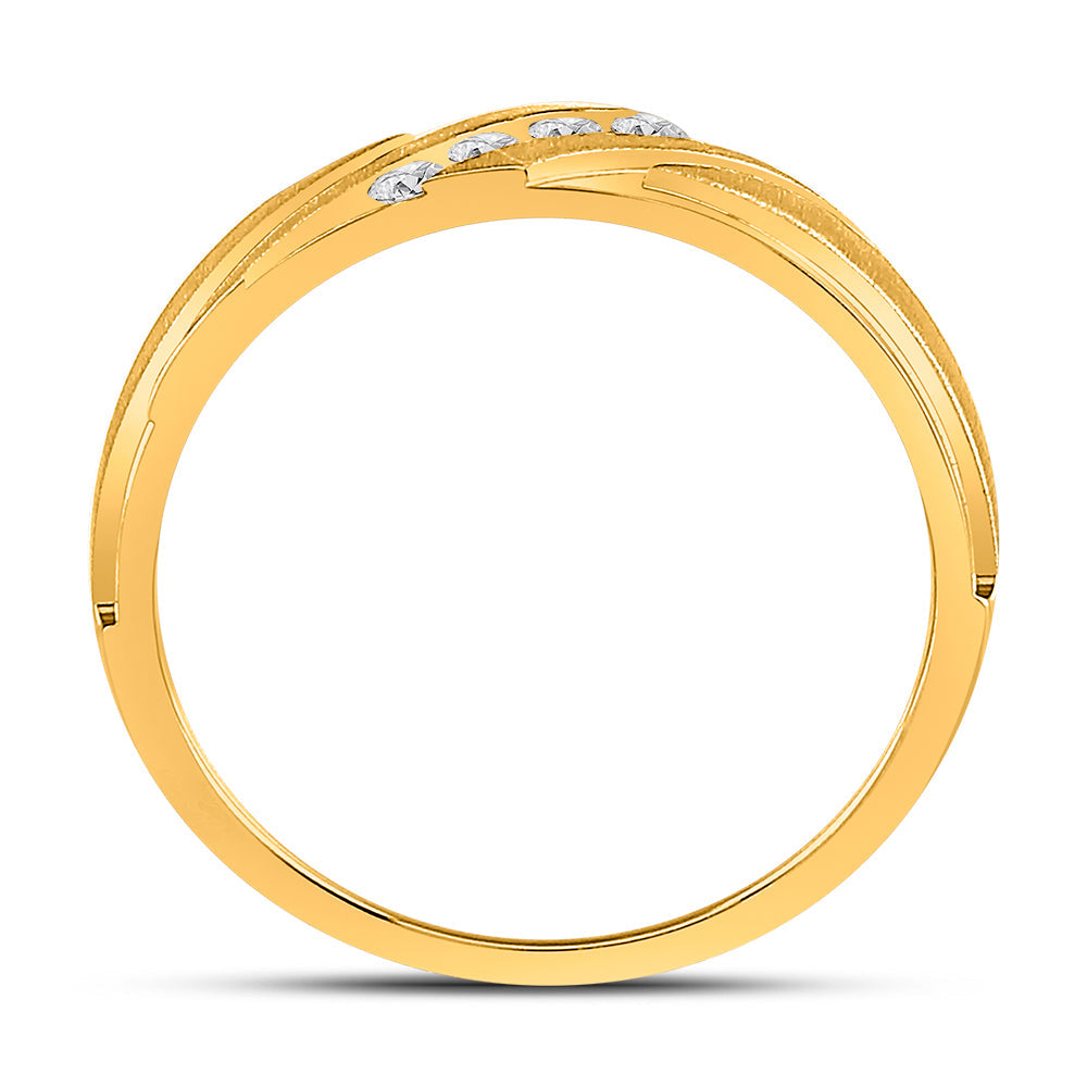 10k Yellow Gold Mens Round Diamond Channel-set Wedding Anniversary Band Ring 1/6 Cttw 10 Daisy Joyeria