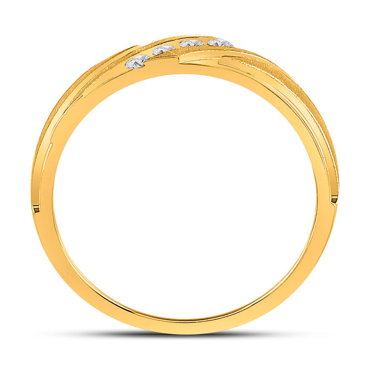 10k Yellow Gold Mens Round Diamond Channel-set Wedding Anniversary Band Ring 1/6 Cttw 10 Daisy Joyeria