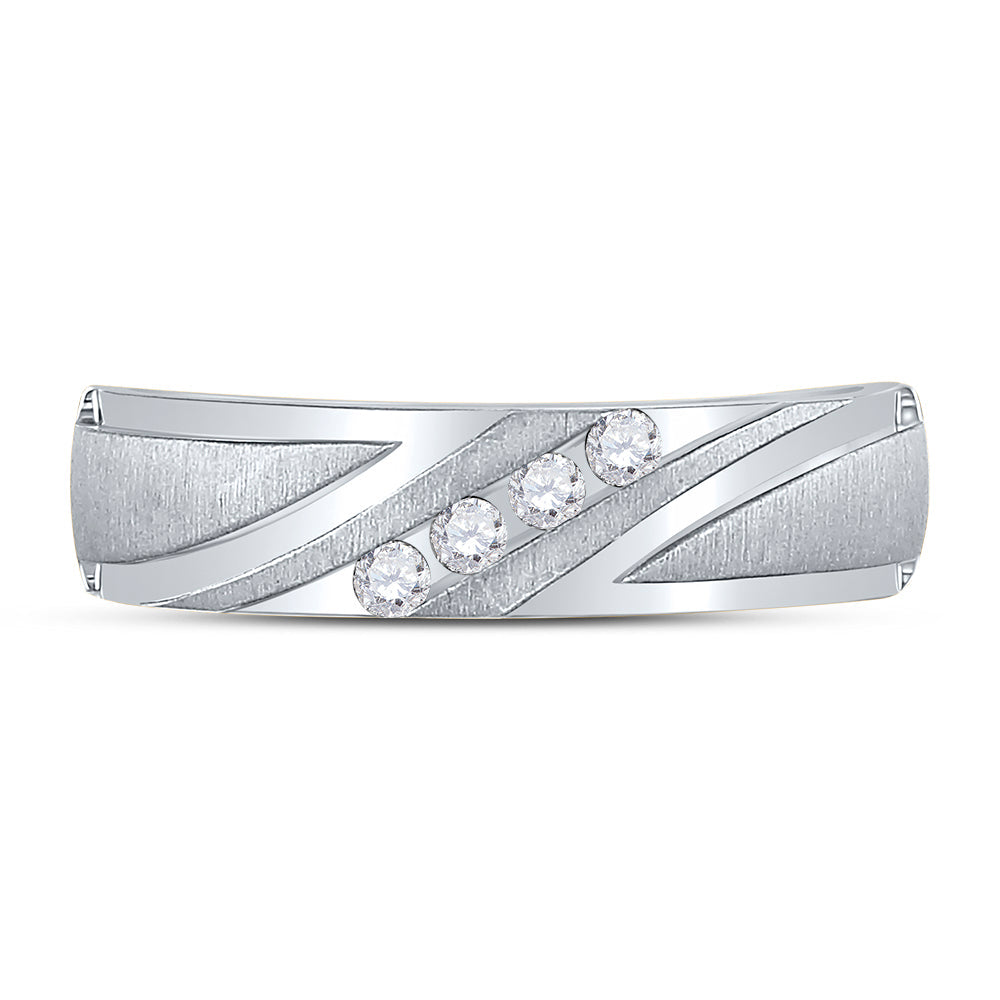 10kt White Gold Mens Round Diamond Wedding Channel Set Band Ring 1/6 Cttw 10 Daisy Joyeria
