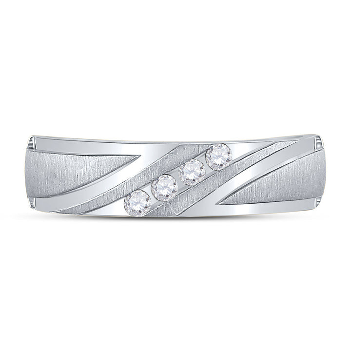 10kt White Gold Mens Round Diamond Wedding Channel Set Band Ring 1/6 Cttw 10 Daisy Joyeria