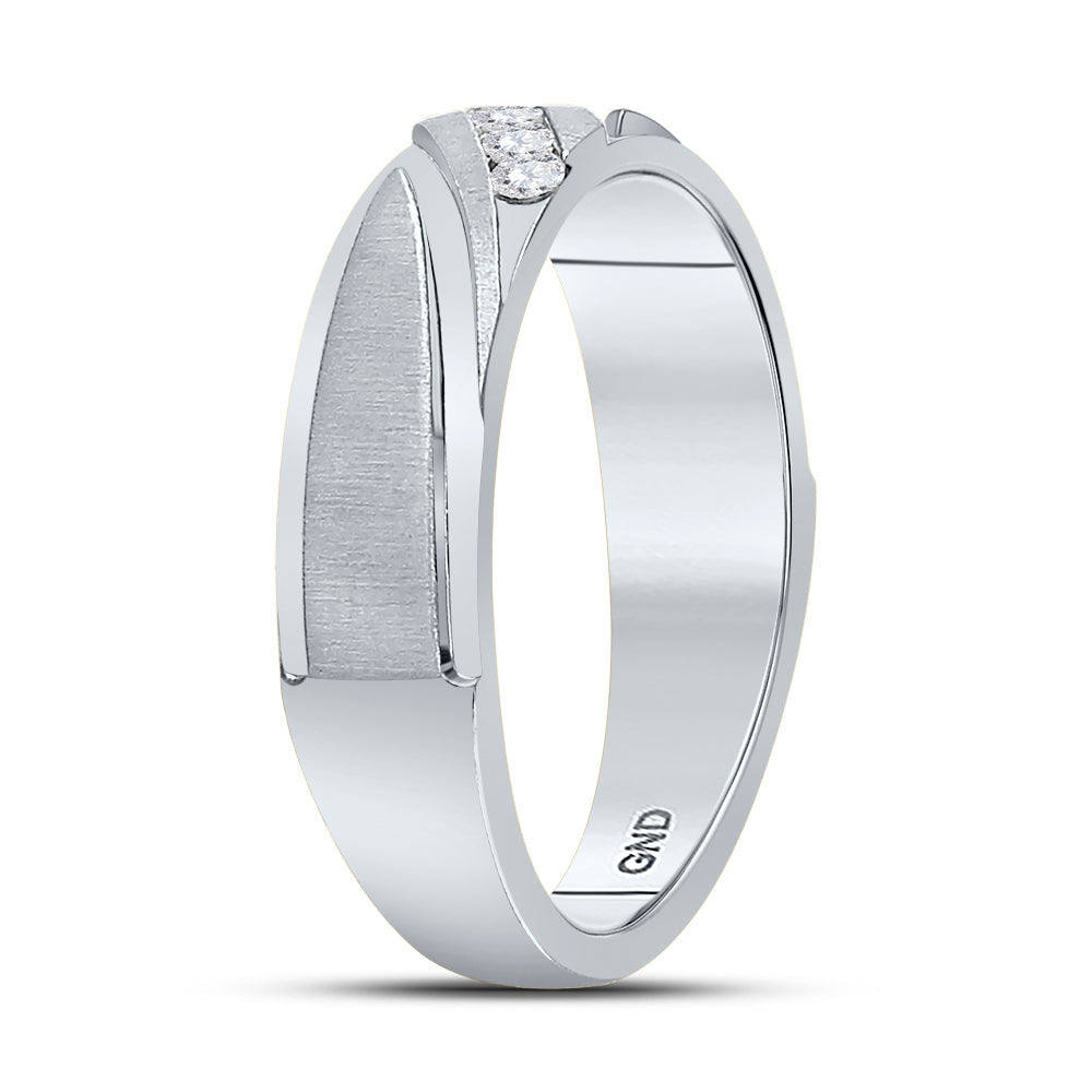 10kt White Gold Mens Round Diamond Wedding Channel Set Band Ring 1/6 Cttw 10 Daisy Joyeria