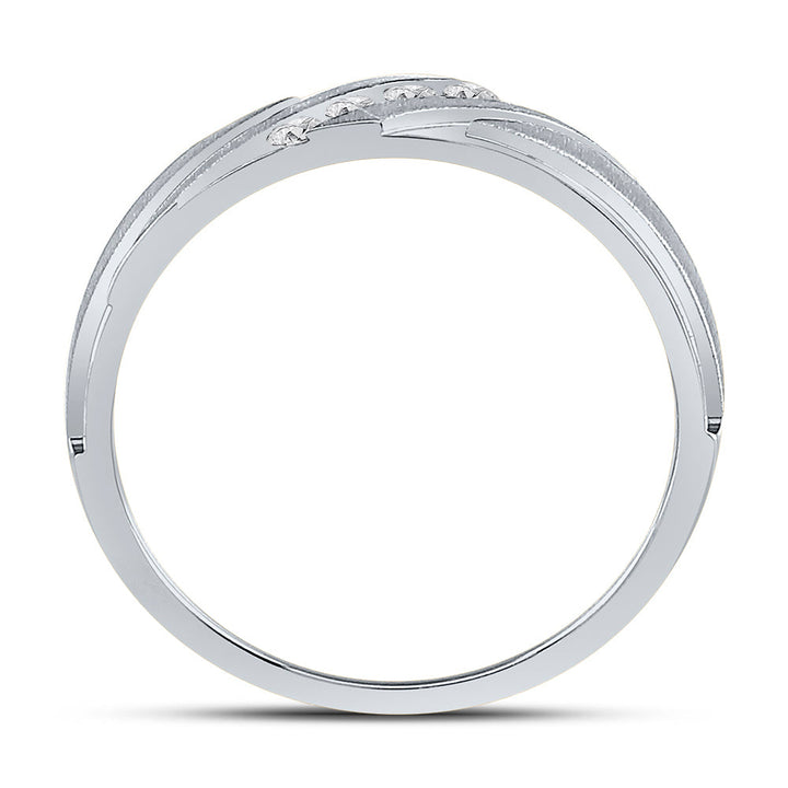 10kt White Gold Mens Round Diamond Wedding Channel Set Band Ring 1/6 Cttw 10 Daisy Joyeria