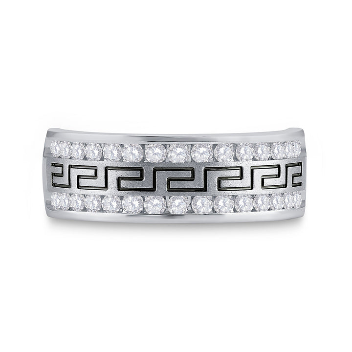 14k White Gold Mens Round Diamond Grecco Wedding Anniversary Band 3/4 Cttw 10 Daisy Joyeria