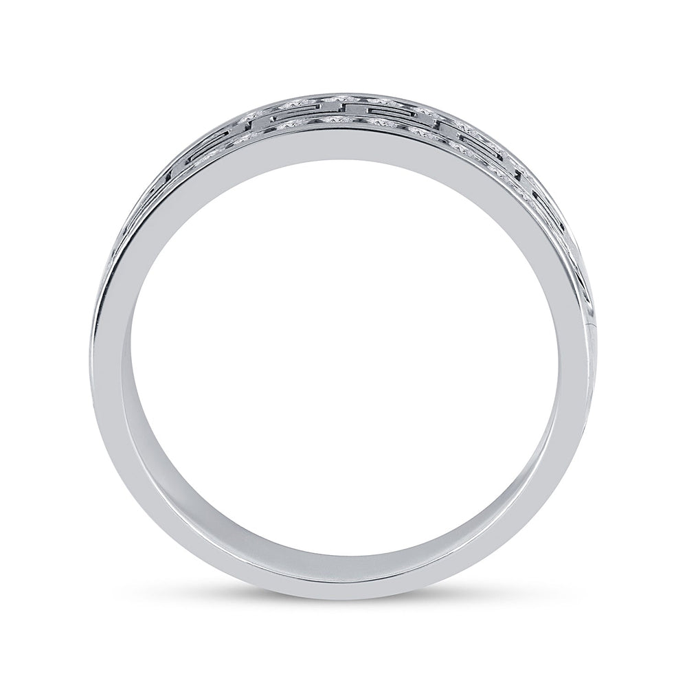 14k White Gold Mens Round Diamond Grecco Wedding Anniversary Band 3/4 Cttw 10 Daisy Joyeria
