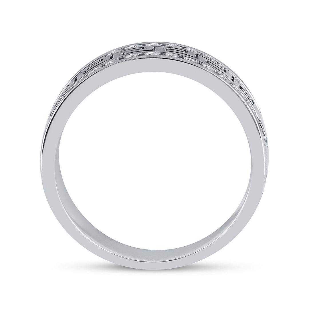 14k White Gold Mens Round Diamond Grecco Wedding Anniversary Band 3/4 Cttw 10 Daisy Joyeria