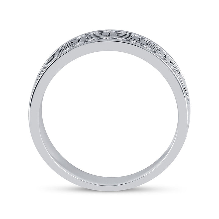14k White Gold Mens Round Diamond Grecco Wedding Anniversary Band 3/4 Cttw 10 Daisy Joyeria