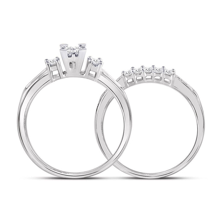 10kt White Gold Womens Princess Diamond Bridal Wedding Engagement Ring Band Set 1/2 Cttw 7 Daisy Joyeria