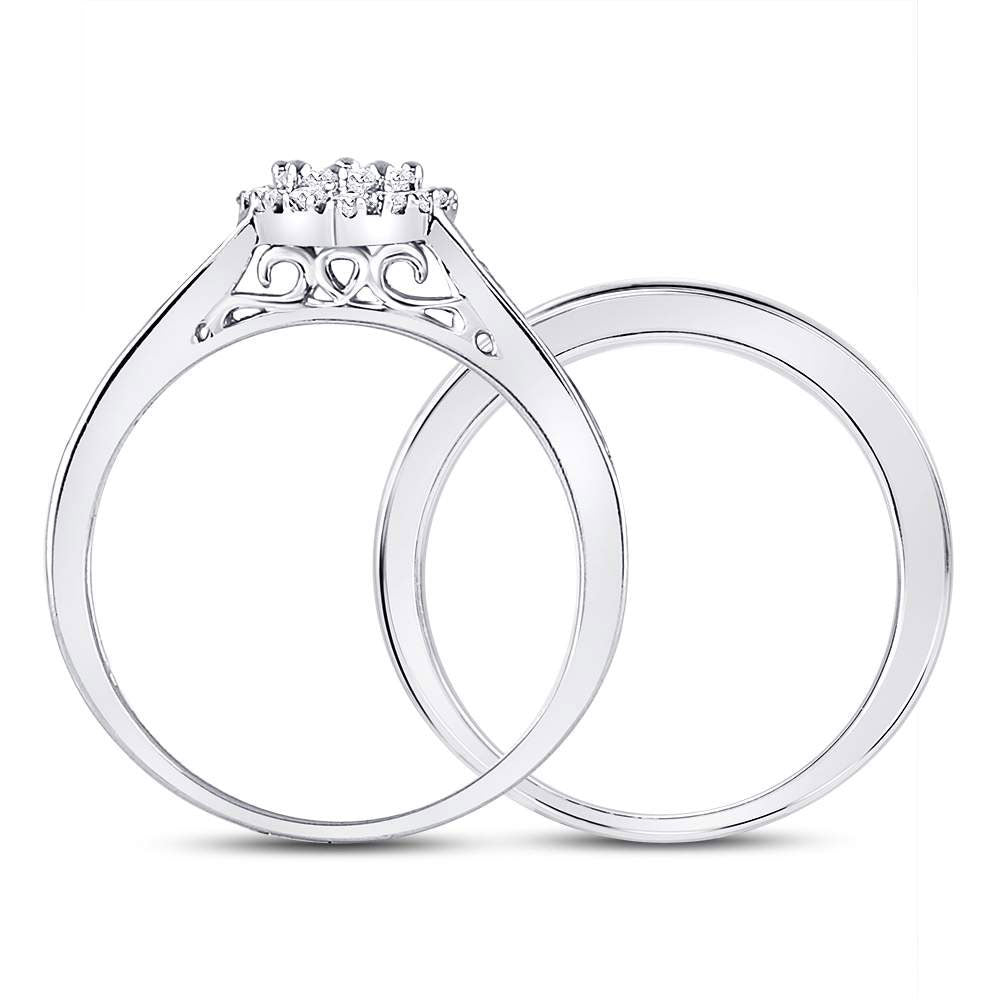 10kt White Gold Womens Diamond Heart Bridal Wedding Engagement Ring Band Set 1/2 Cttw 7 Daisy Joyeria