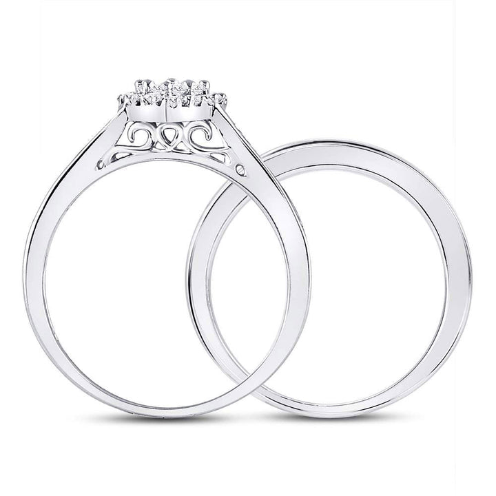 10kt White Gold Womens Diamond Heart Bridal Wedding Engagement Ring Band Set 1/2 Cttw 7 Daisy Joyeria