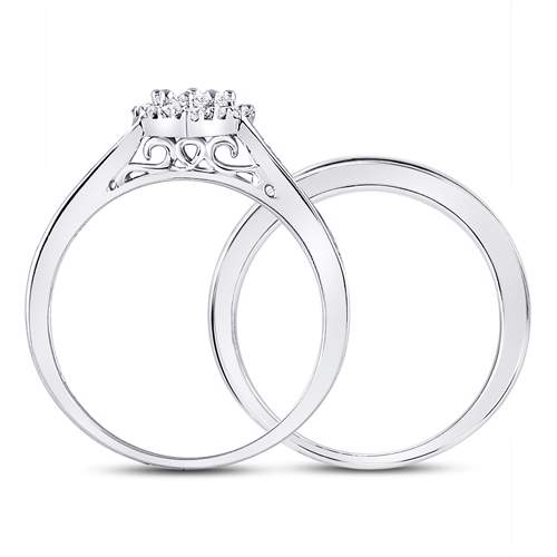 10kt White Gold Womens Diamond Heart Bridal Wedding Engagement Ring Band Set 1/2 Cttw 7 Daisy Joyeria