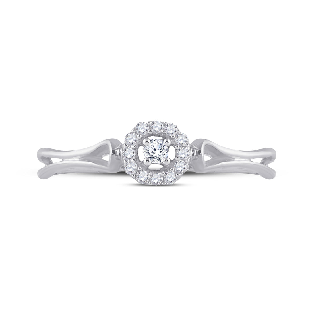10kt White Gold Womens Round Diamond Solitaire Bridal Wedding Engagement Ring 1/10 Cttw 7 Daisy Joyeria