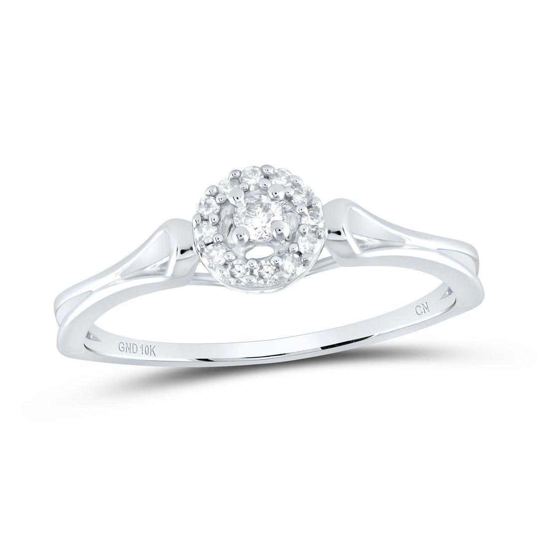 10kt White Gold Womens Round Diamond Solitaire Bridal Wedding Engagement Ring 1/10 Cttw 7 Daisy Joyeria