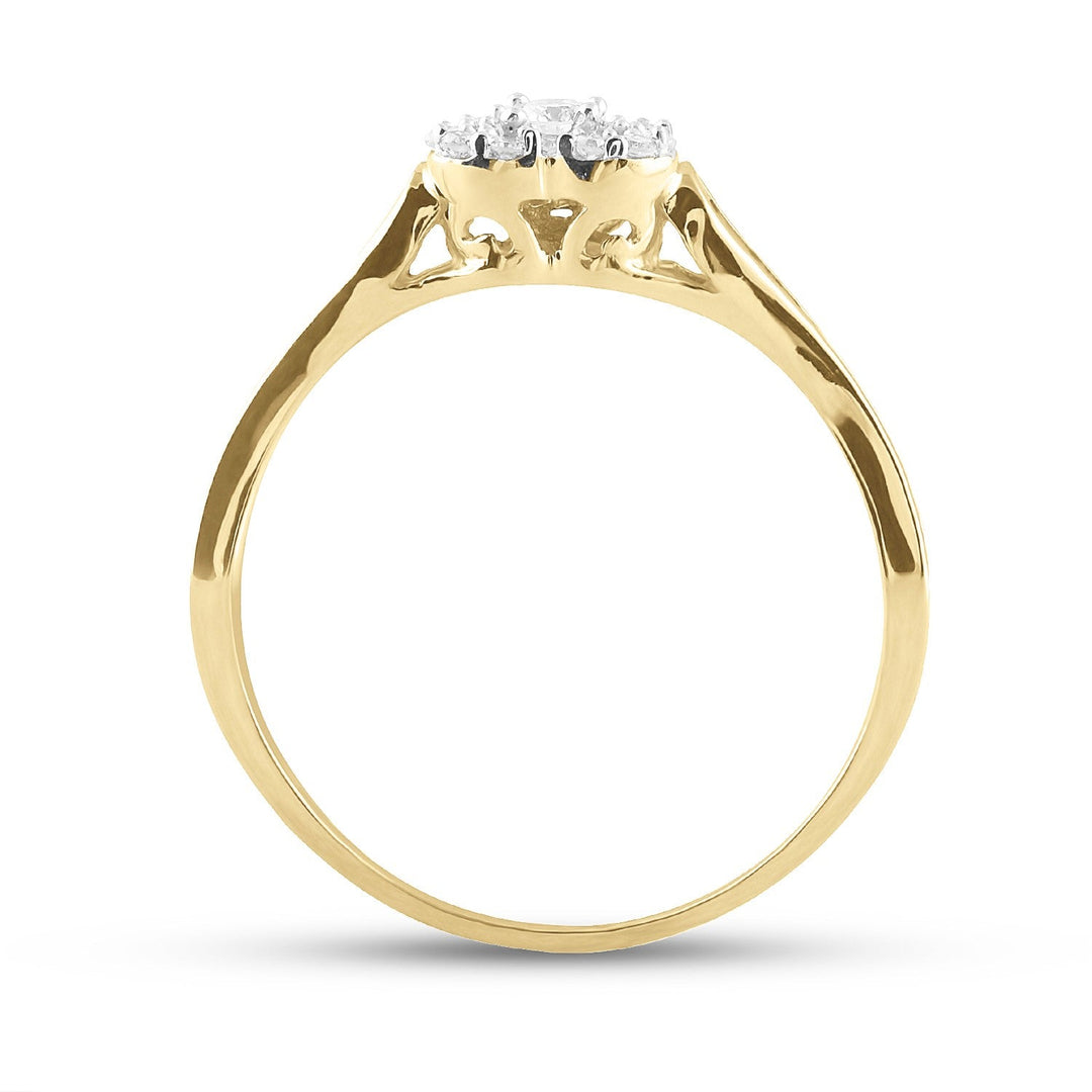 10kt Yellow Gold Womens Round Diamond Heart Promise Bridal Ring 1/8 Cttw 7 Daisy Joyeria