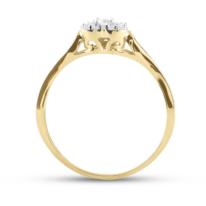 10kt Yellow Gold Womens Round Diamond Heart Promise Bridal Ring 1/8 Cttw 7 Daisy Joyeria