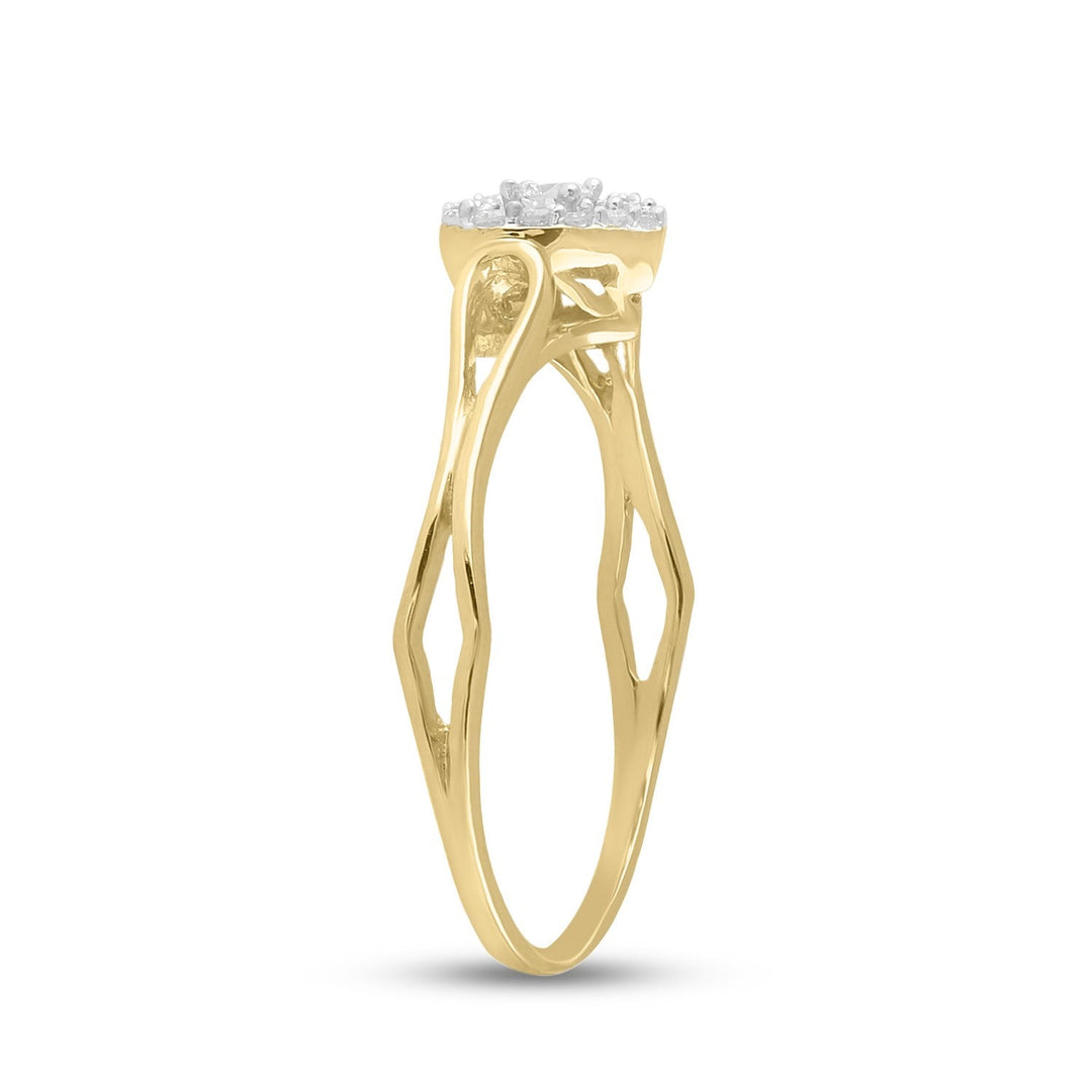 10kt Yellow Gold Womens Round Diamond Heart Promise Bridal Ring 1/8 Cttw 7 Daisy Joyeria