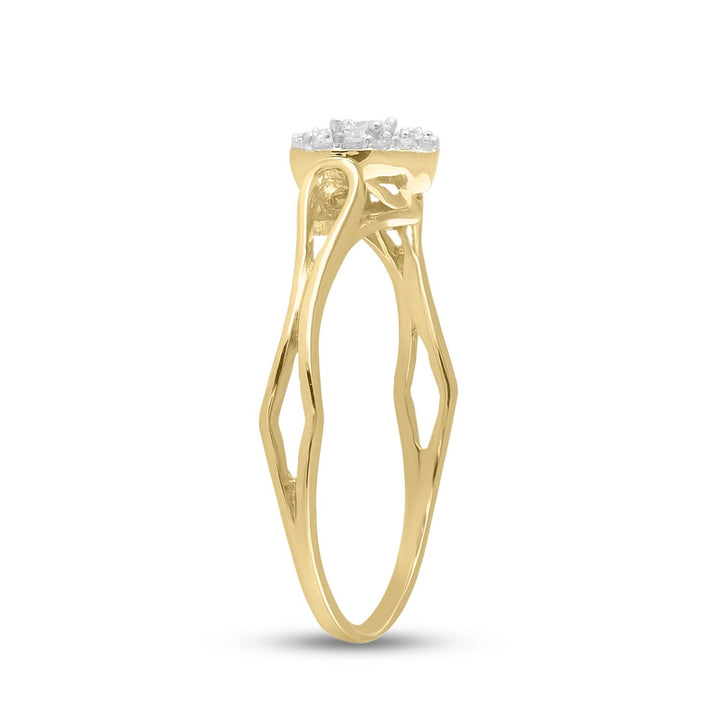 10kt Yellow Gold Womens Round Diamond Heart Promise Bridal Ring 1/8 Cttw 7 Daisy Joyeria
