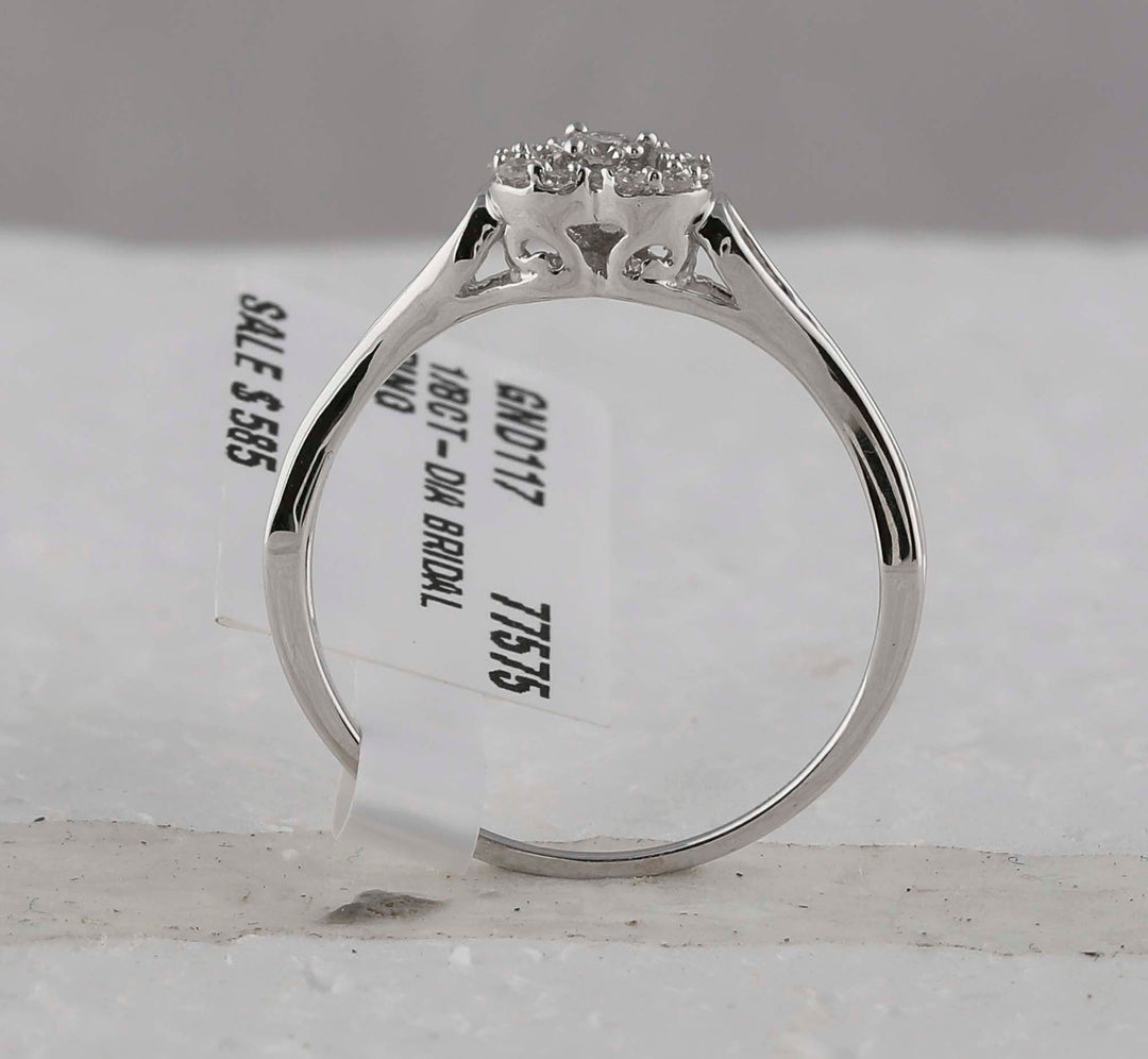 10kt White Gold Womens Round Diamond Heart Promise Bridal Ring 1/10 Cttw 7 Daisy Joyeria