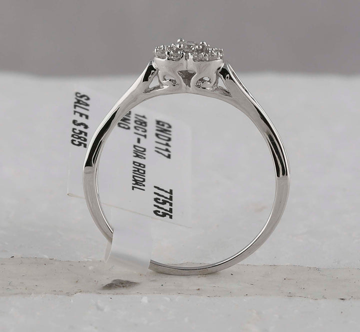 10kt White Gold Womens Round Diamond Heart Promise Bridal Ring 1/10 Cttw 7 Daisy Joyeria
