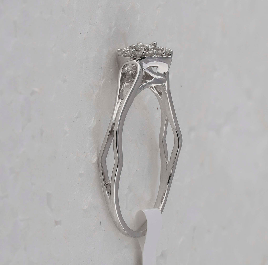 10kt White Gold Womens Round Diamond Heart Promise Bridal Ring 1/10 Cttw 7 Daisy Joyeria