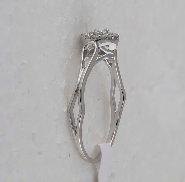 10kt White Gold Womens Round Diamond Heart Promise Bridal Ring 1/10 Cttw 7 Daisy Joyeria