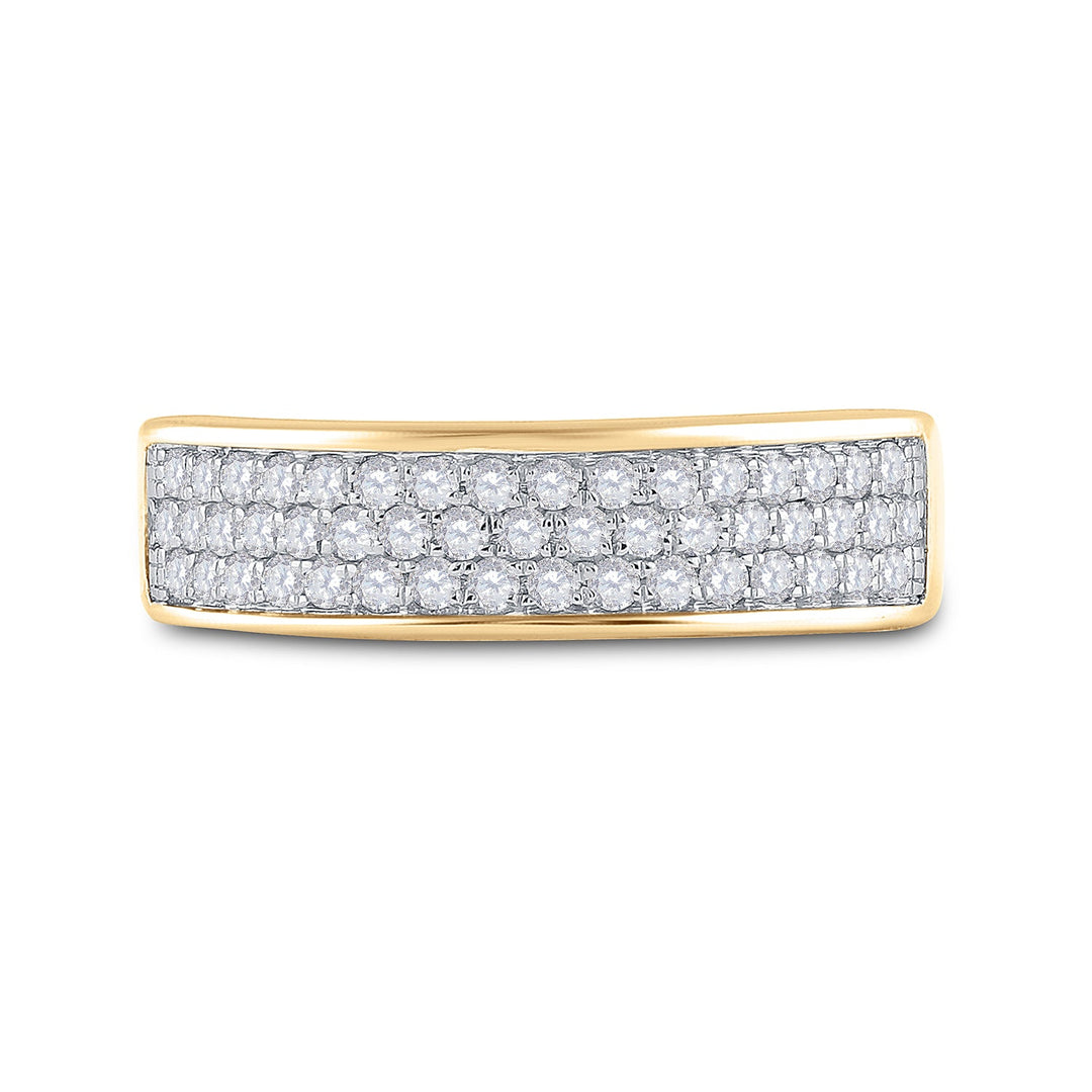 10kt Yellow Gold Womens Round Diamond 3 Row Band Ring 1/2 Cttw 7 Daisy Joyeria