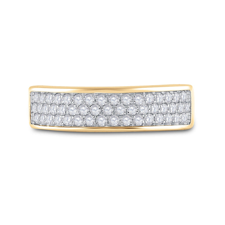 10kt Yellow Gold Womens Round Diamond 3 Row Band Ring 1/2 Cttw 7 Daisy Joyeria