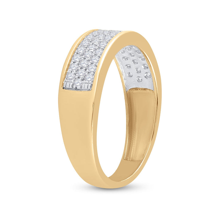 10kt Yellow Gold Womens Round Diamond 3 Row Band Ring 1/2 Cttw 7 Daisy Joyeria