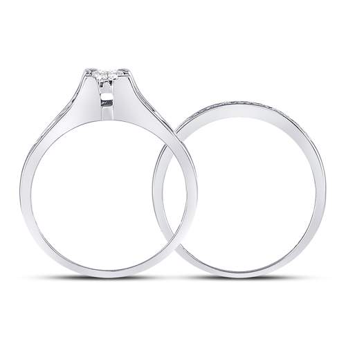 10kt White Gold Womens Princess Diamond Bridal Wedding Engagement Ring Band Set 1/2 Cttw 7 Daisy Joyeria