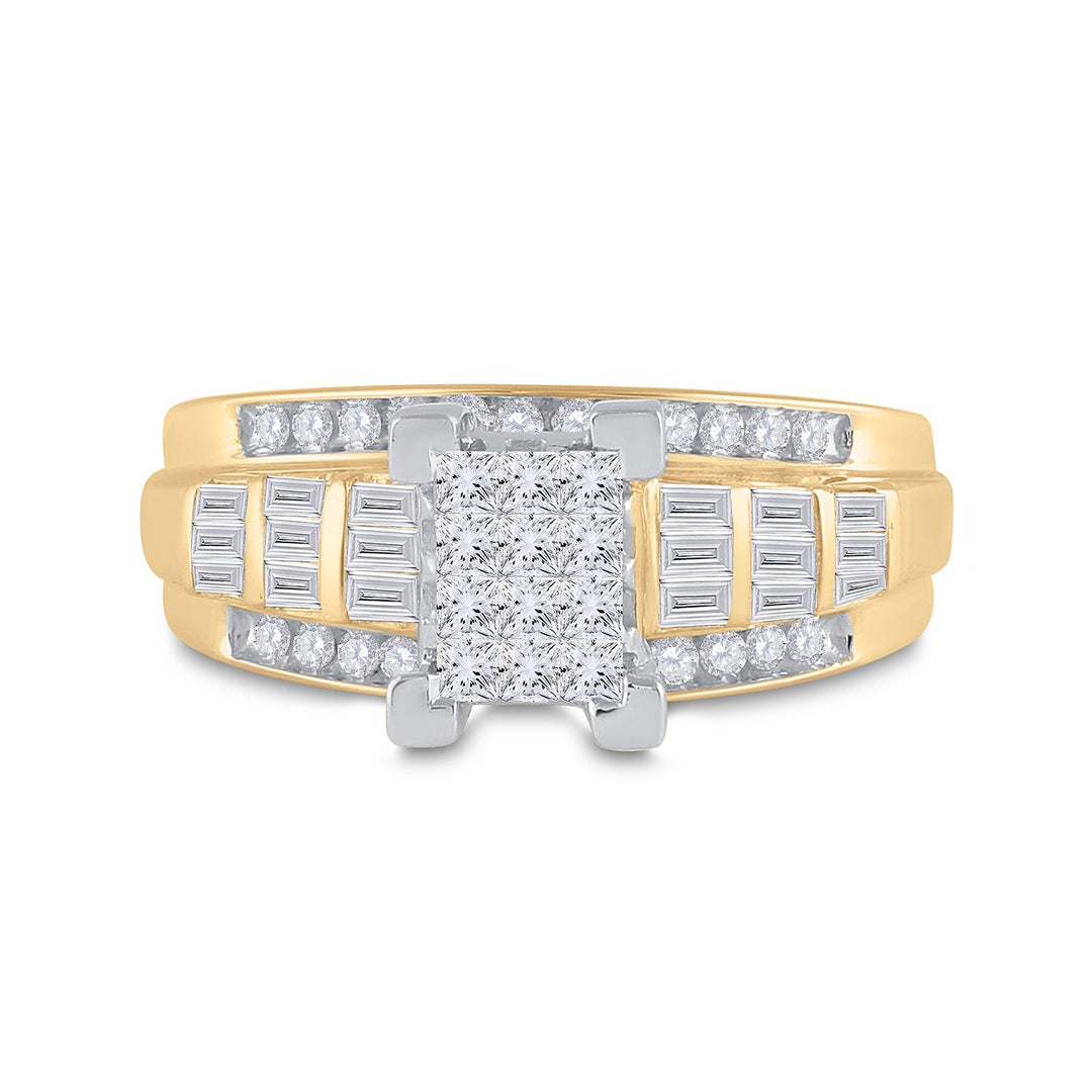 14kt Yellow Gold Womens Princess Diamond Cindys Dream Cluster Bridal Wedding Engagement Ring 7/8 Cttw 7 Daisy Joyeria