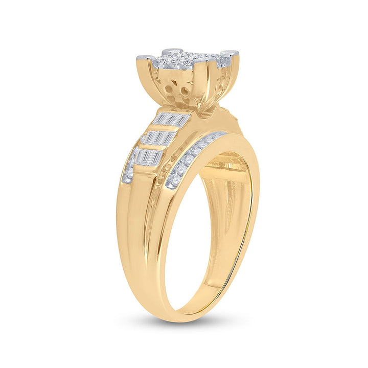 14kt Yellow Gold Womens Princess Diamond Cindys Dream Cluster Bridal Wedding Engagement Ring 7/8 Cttw 7 Daisy Joyeria