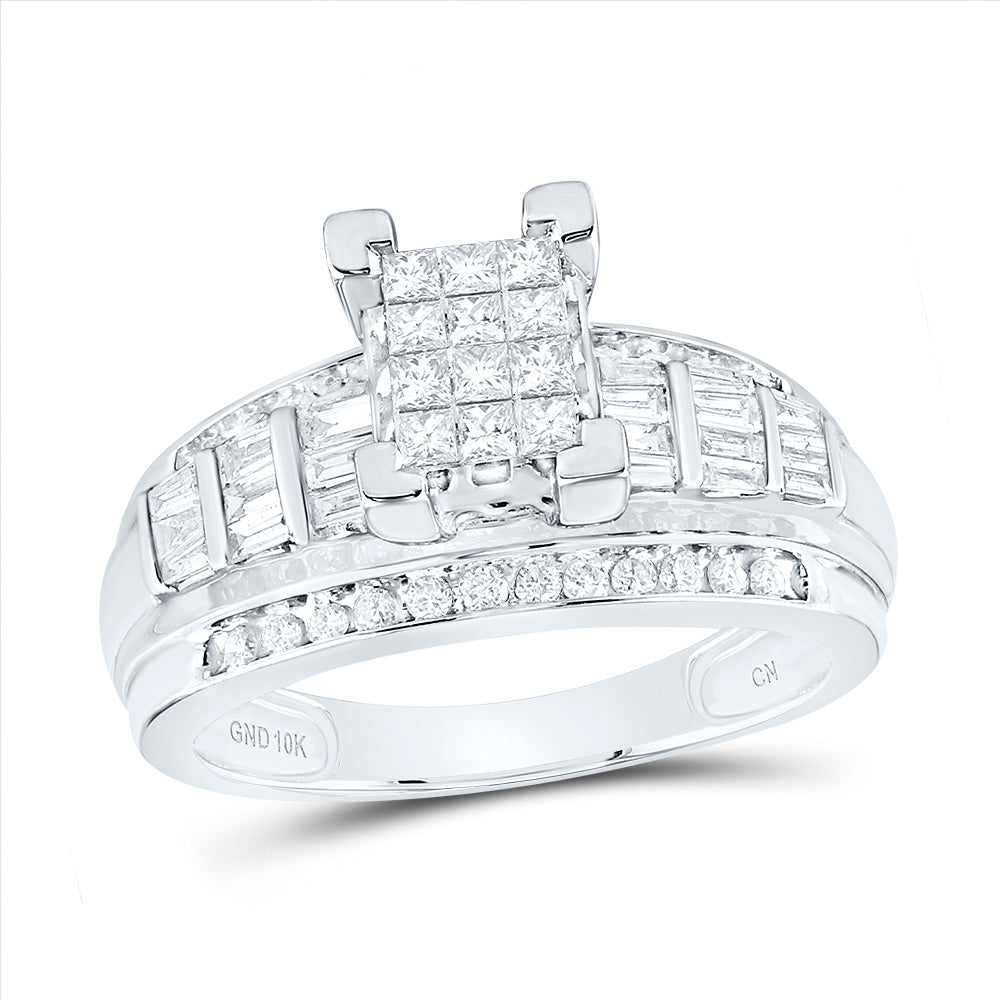 10kt White Gold Womens Princess Diamond Cindy's Dream Cluster Bridal Wedding Engagement Ring 7/8 Cttw - Size 8 8 Daisy Joyeria