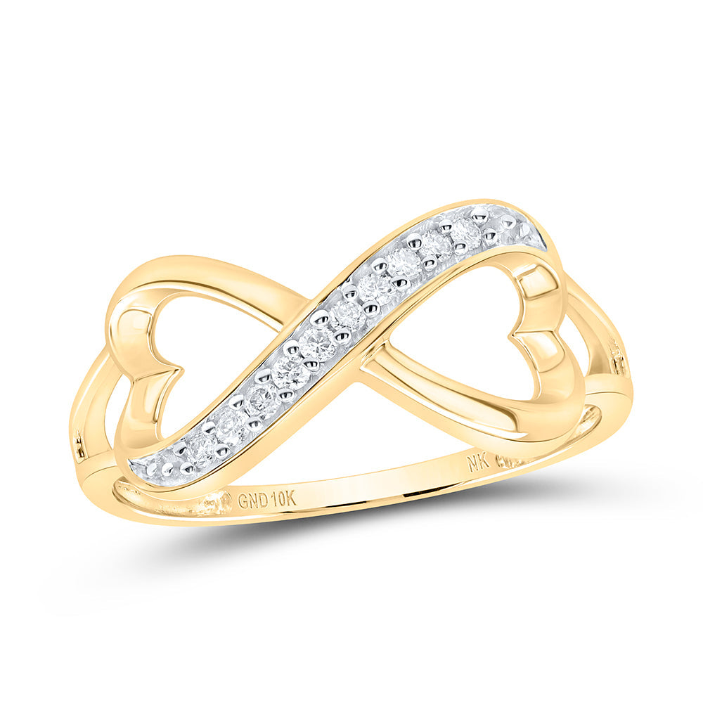 10kt Yellow Gold Womens Round Diamond Infinity Ring 1/10 Cttw 7 Daisy Joyeria