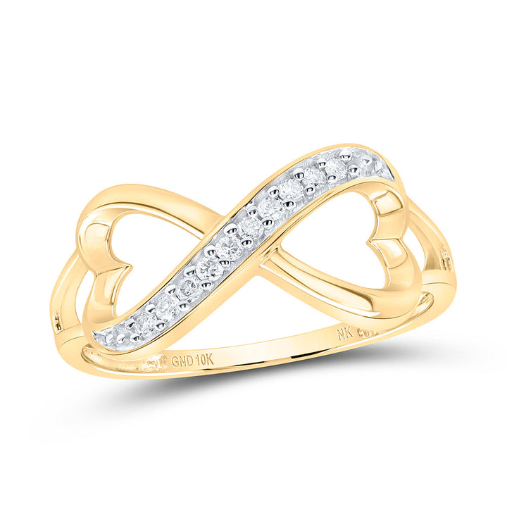10kt Yellow Gold Womens Round Diamond Infinity Ring 1/10 Cttw 7 Daisy Joyeria