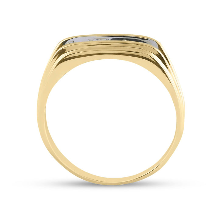 10kt Yellow Gold Mens Round Diamond Single Row Two-tone Wedding Band Ring 1/8 Cttw 10 Daisy Joyeria