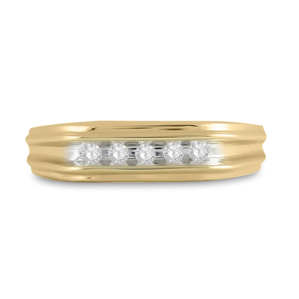 10kt Yellow Gold Mens Round Diamond Single Row Two-tone Wedding Band Ring 1/8 Cttw 10 Daisy Joyeria