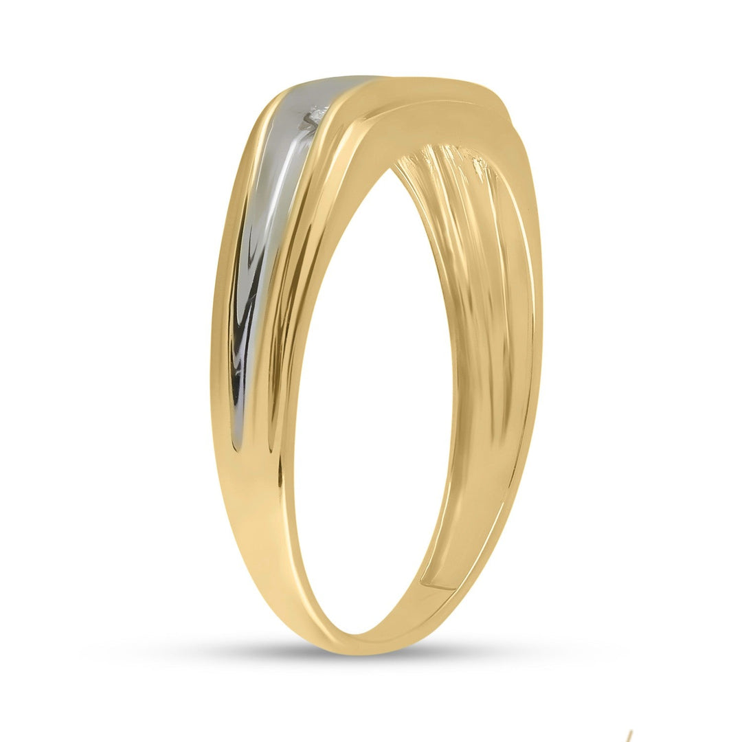 10kt Yellow Gold Mens Round Diamond Single Row Two-tone Wedding Band Ring 1/8 Cttw 10 Daisy Joyeria