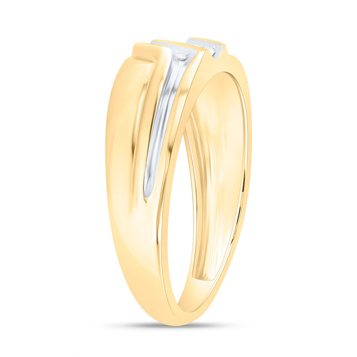 10kt Two-tone Gold Mens Round Diamond Wedding Band Ring 1/8 Cttw 10 Daisy Joyeria