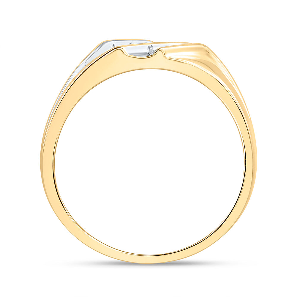 10kt Two-tone Gold Mens Round Diamond Wedding Band Ring 1/8 Cttw 10 Daisy Joyeria