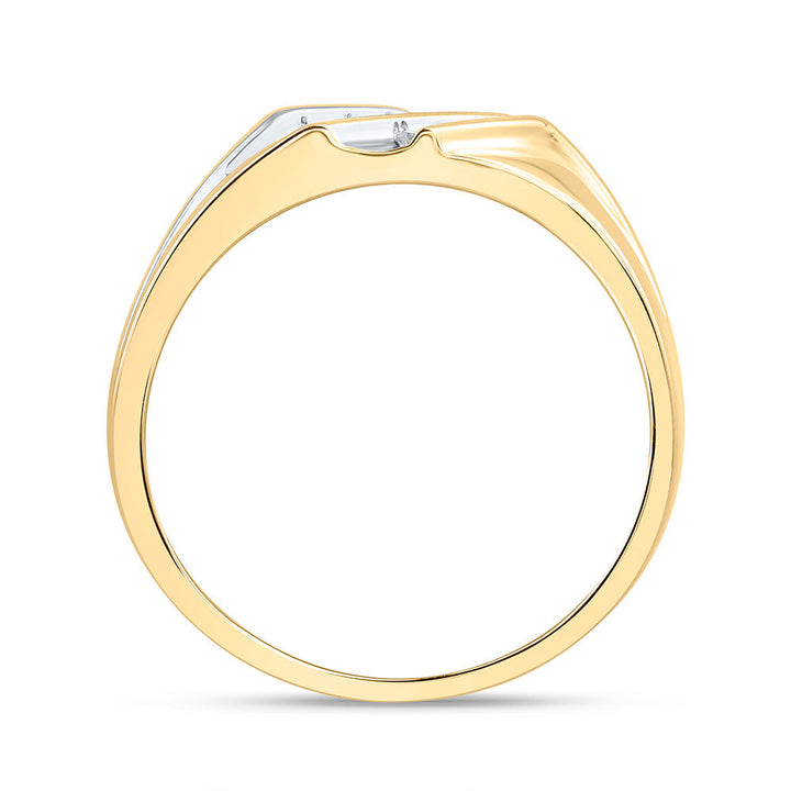 10kt Two-tone Gold Mens Round Diamond Wedding Band Ring 1/8 Cttw 10 Daisy Joyeria