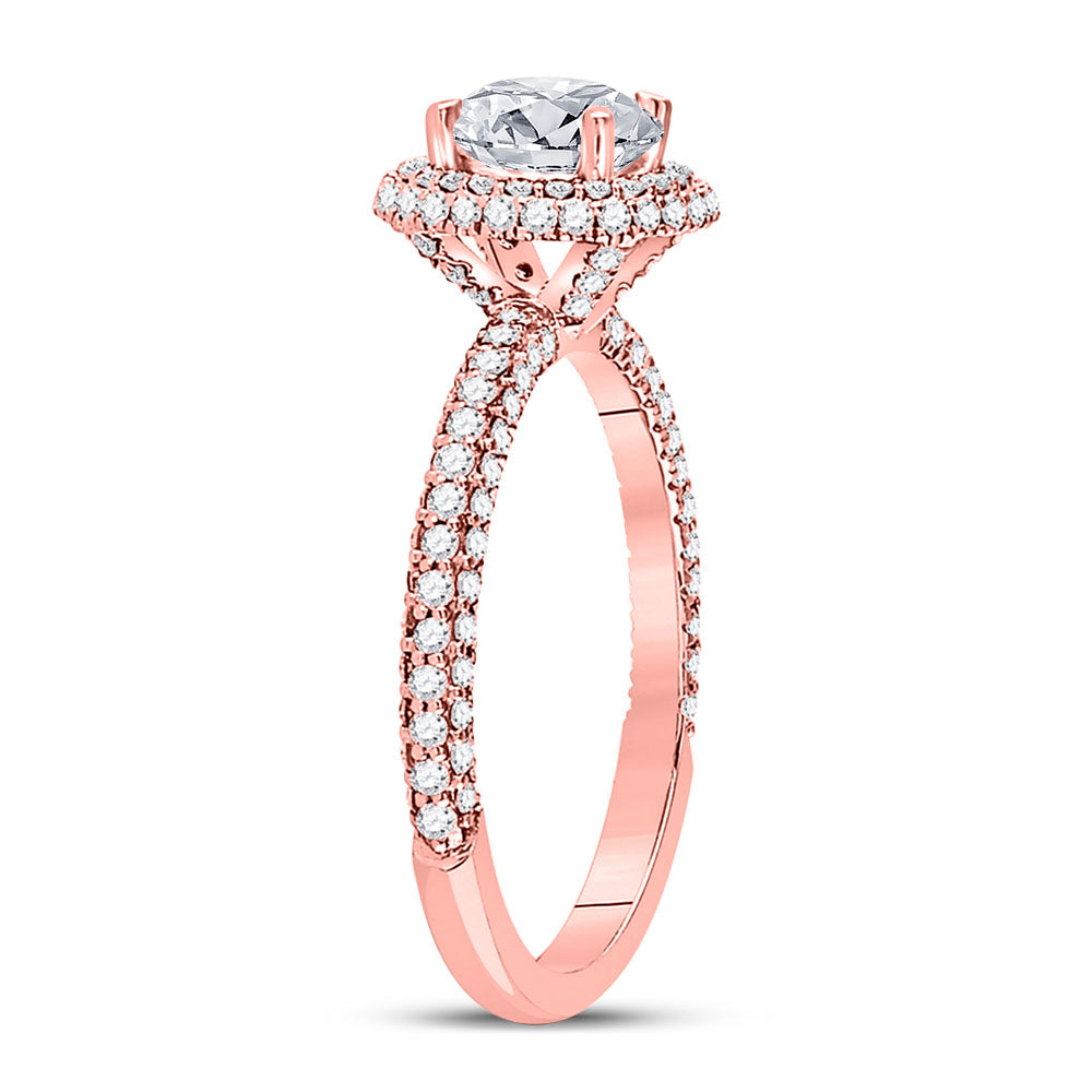 14kt Rose Gold Womens Round Diamond Solitaire Bridal Wedding Engagement Ring 1-5/8 Cttw (Certified) 7 Daisy Joyeria