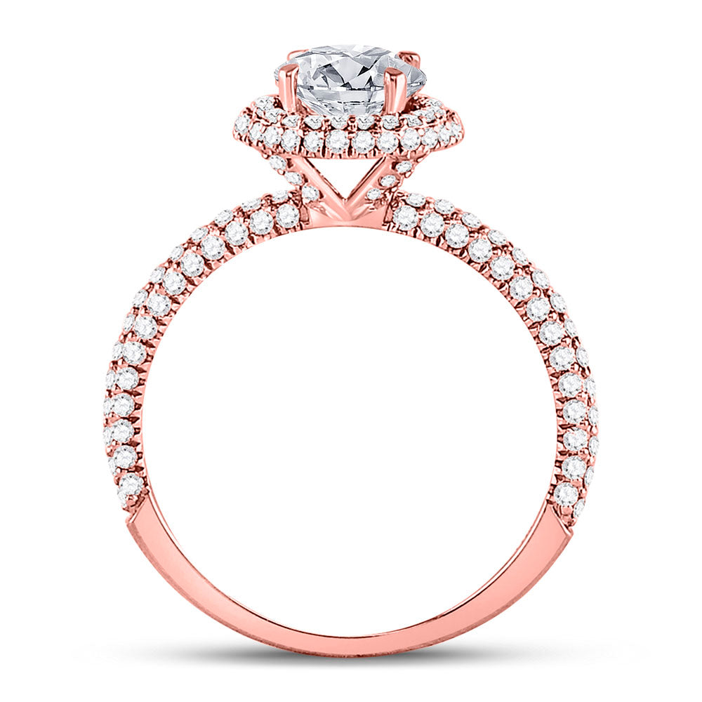 14kt Rose Gold Womens Round Diamond Solitaire Bridal Wedding Engagement Ring 1-5/8 Cttw (Certified) 7 Daisy Joyeria