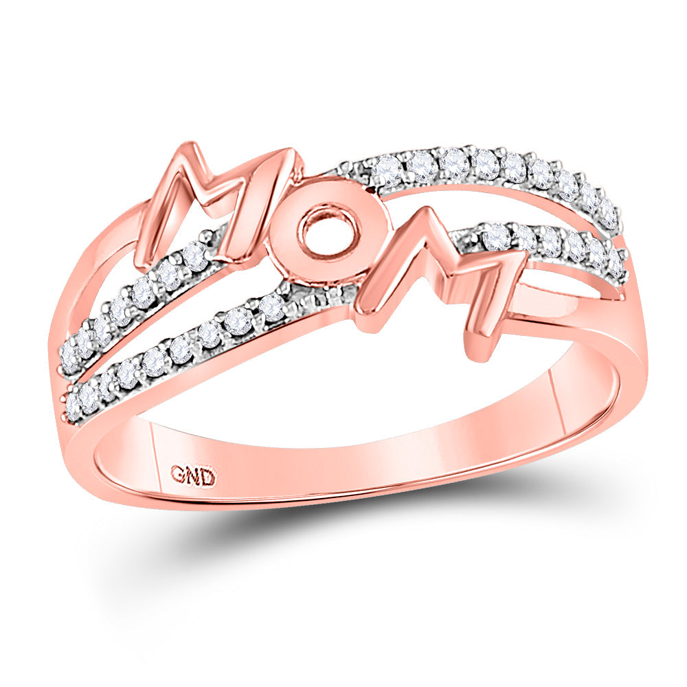 10kt Rose Gold Womens Round Diamond Mom Mother Band Ring 1/6 Cttw 7 Daisy Joyeria
