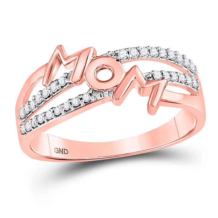 10kt Rose Gold Womens Round Diamond Mom Mother Band Ring 1/6 Cttw 7 Daisy Joyeria