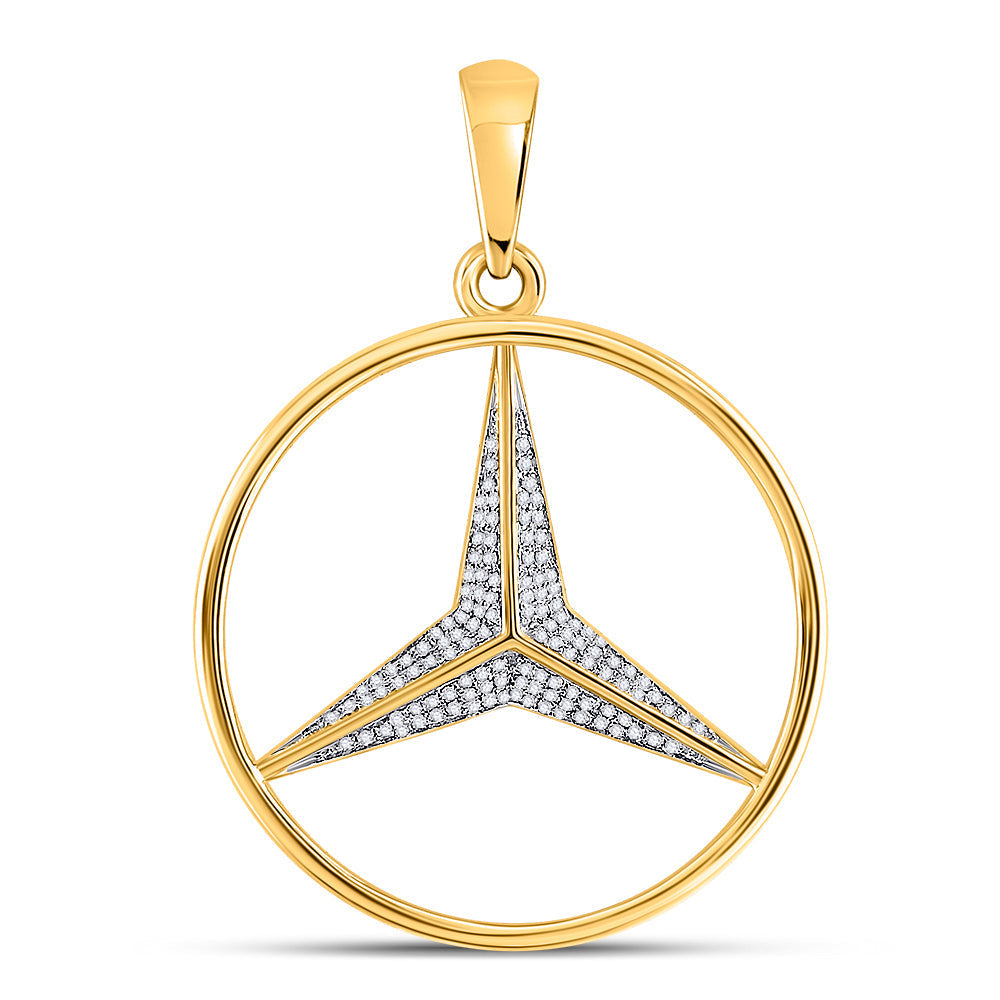 10k Yellow Gold Round Diamond Star Circle Pendant 1/3 Cttw Daisy Joyeria