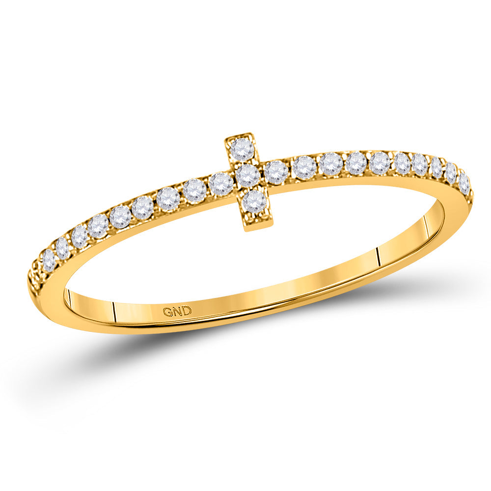 10kt Yellow Gold Womens Round Diamond Stackable Band Ring 1/6 Cttw 7 Daisy Joyeria