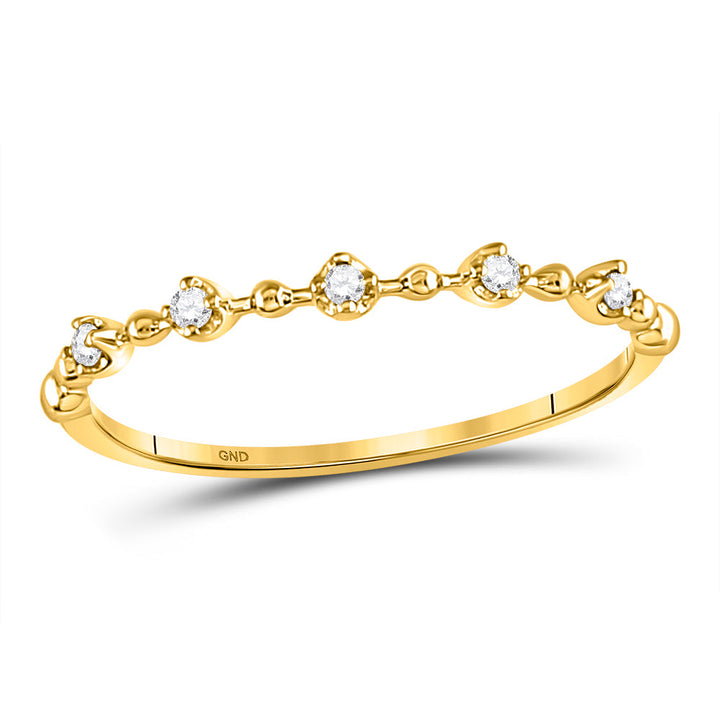 10kt Yellow Gold Womens Round Diamond Bead Dot Stackable Ring 1/20 Cttw 7 Daisy Joyeria