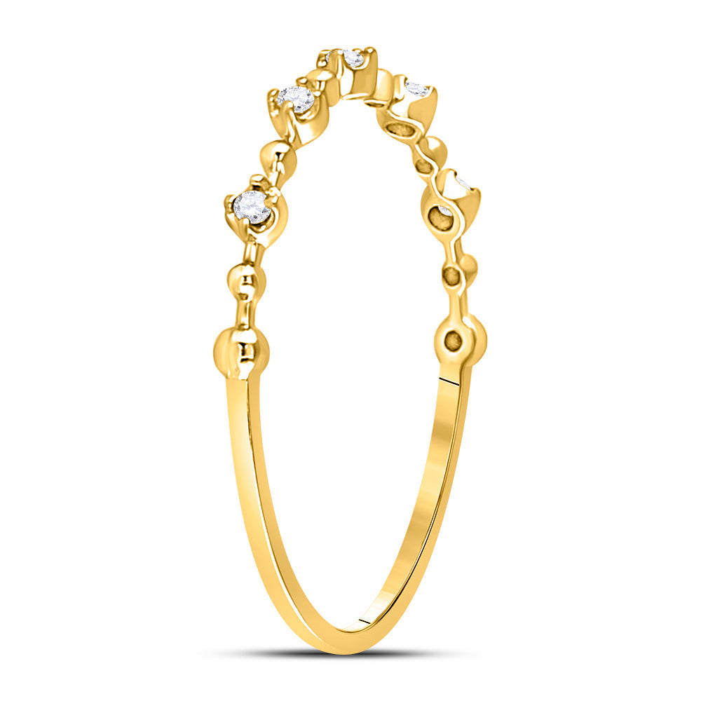 10kt Yellow Gold Womens Round Diamond Bead Dot Stackable Ring 1/20 Cttw 7 Daisy Joyeria